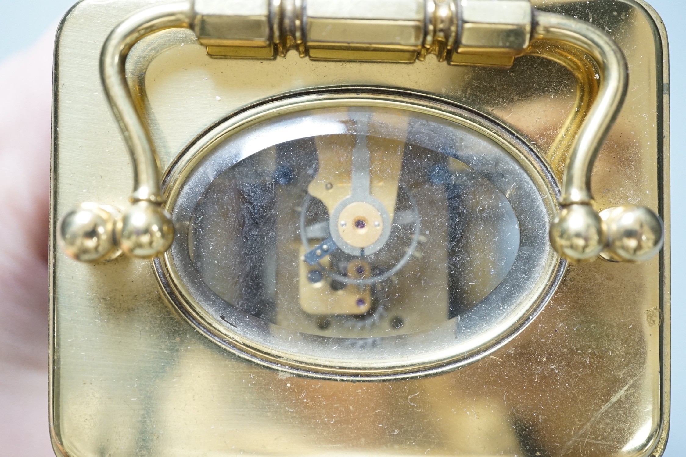 A brass carriage timepiece, 11.5cm tall